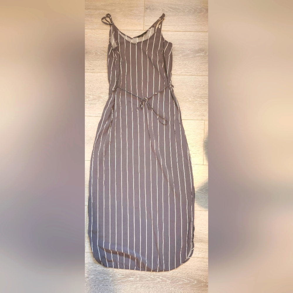 Striped Grey Midi Dress